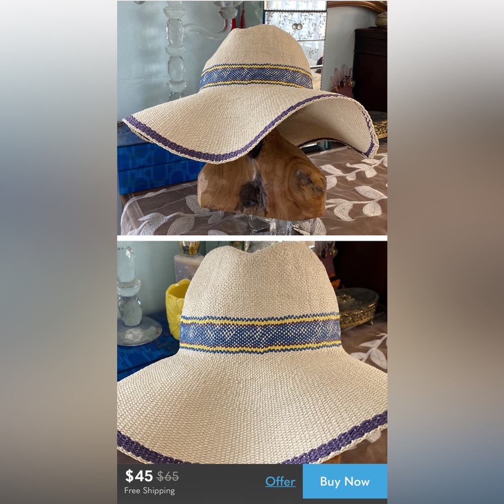 J. MCLAUGHLIN STRAW WIDE BRIM SUN/SUMMER HAT - Picture 13 of 13